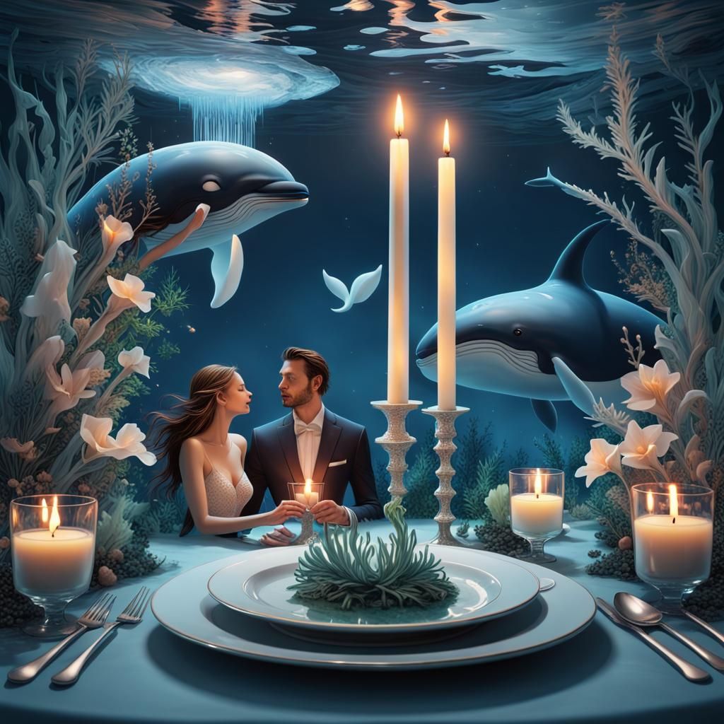 Romantic Underwater Dinner with Hybrid Couple