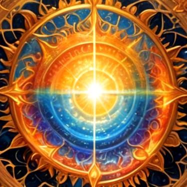 Celestial Figure Amidst Interdimensional Energy Beams