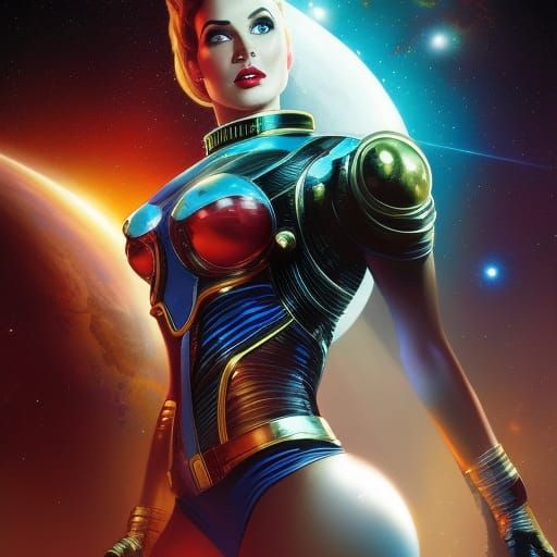 Retro Sci-Fi Astronaut by Pool in 16k