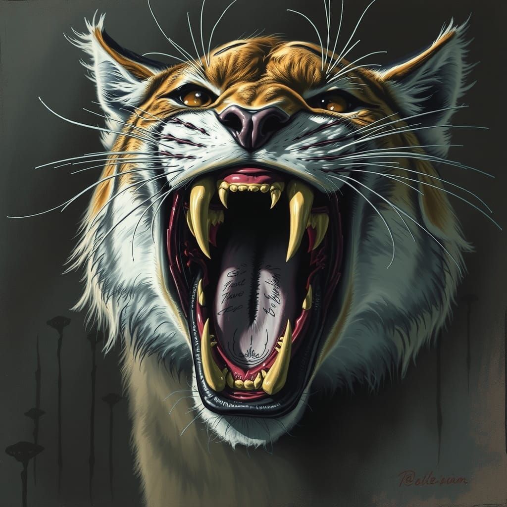 2/3 *half turned* portrait of a wild vicious puma