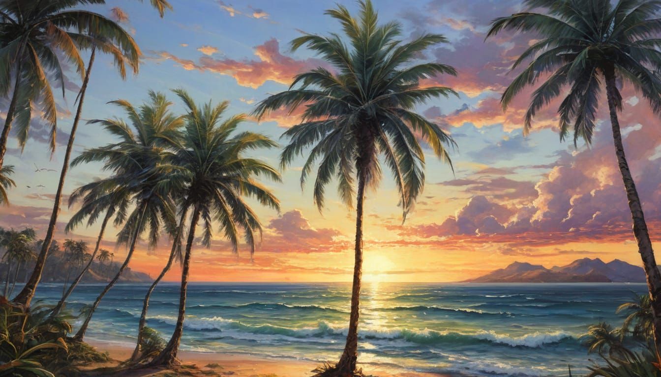 Beach with palm trees