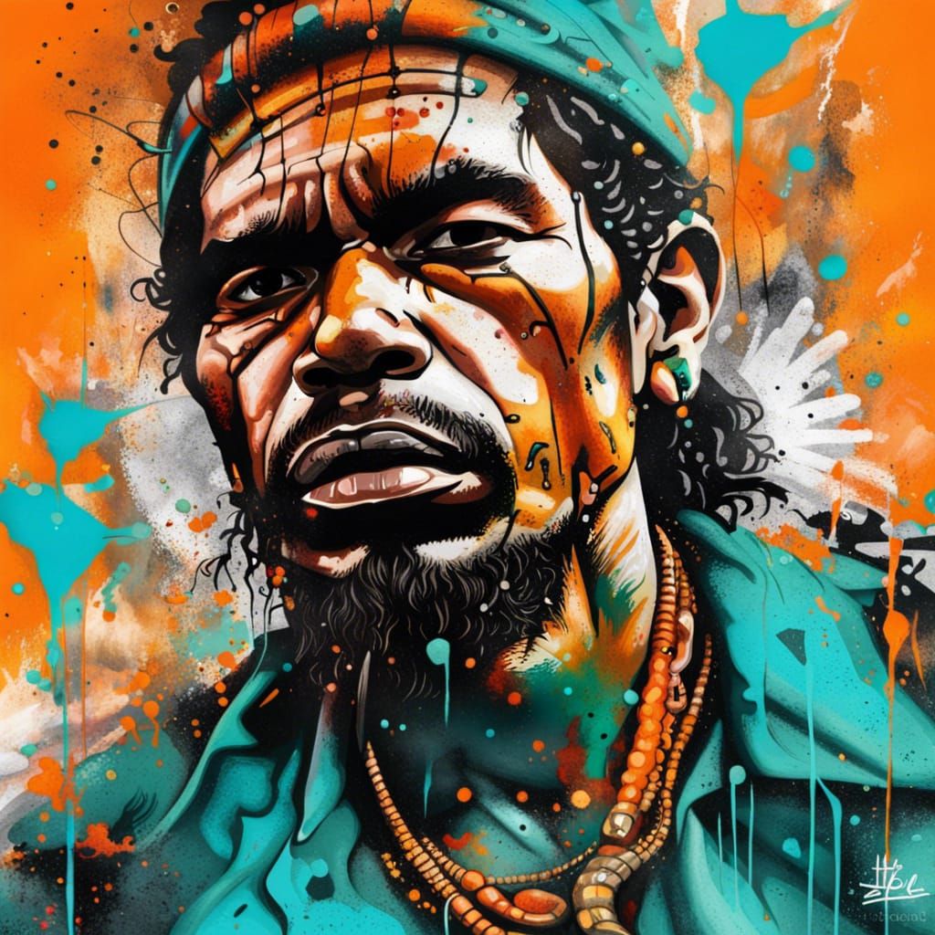 Cuban Rebel Graffiti Art in Polychromatic Style