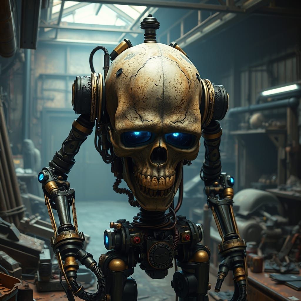 Grimdark Industrial Servitor in Rusty Workshop