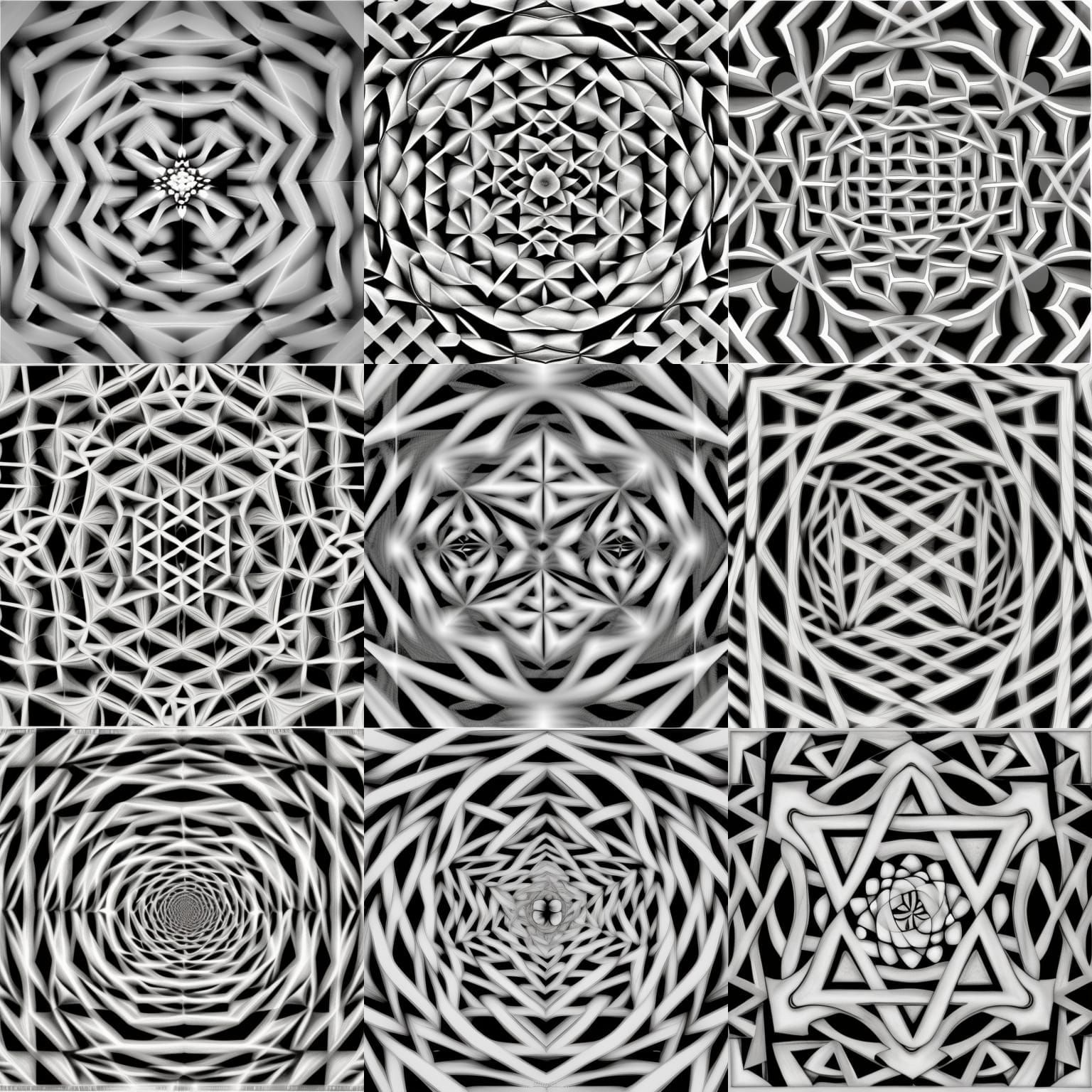 Black and White Heptagram in Escher Style