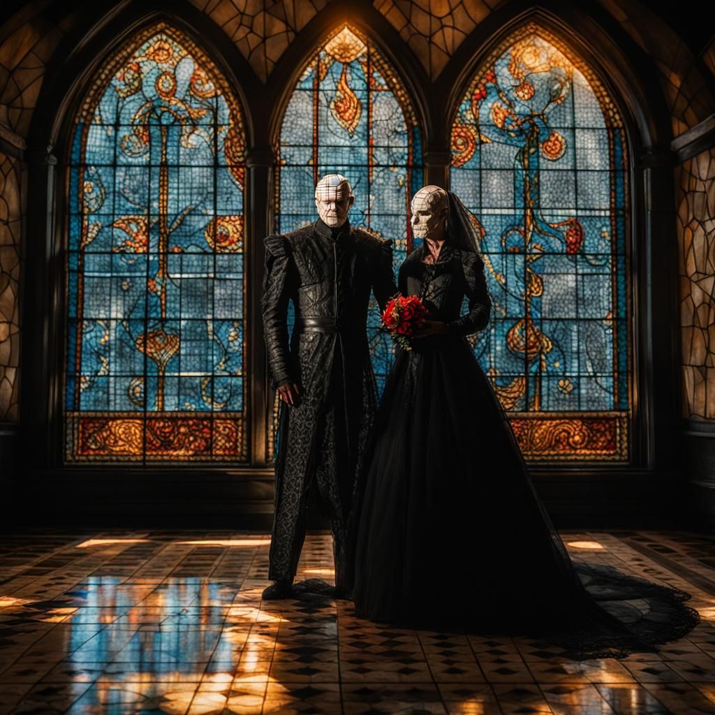 Hellraiser Wedding: Pinhead and Bride, Digital Matte Paintin...