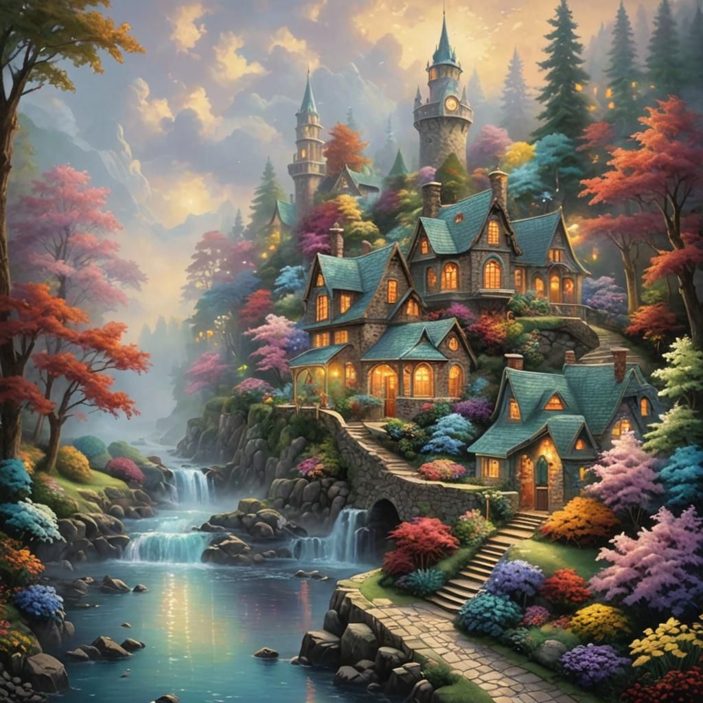 Ethereal Landscape in the Style of Thomas Kinkade