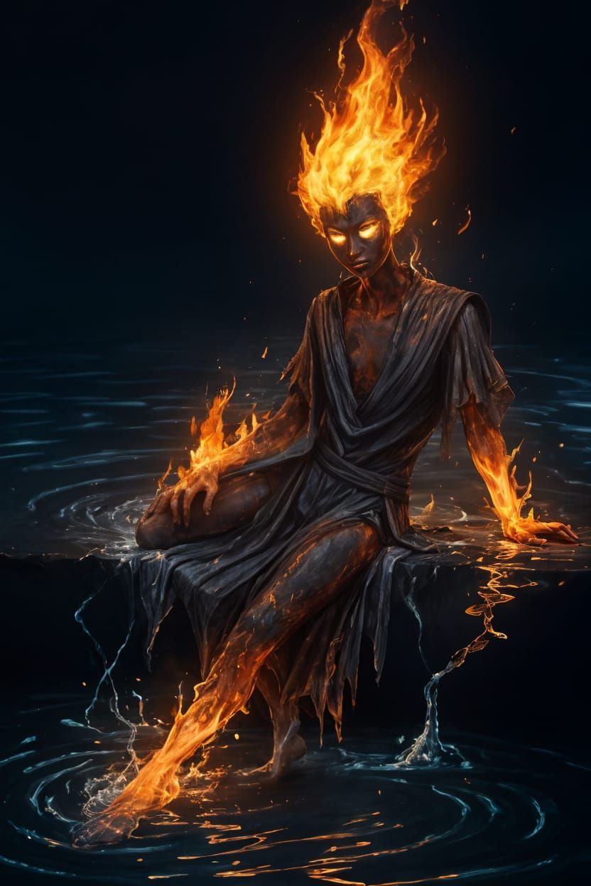 Mischievous Fire Being Lounging in Style