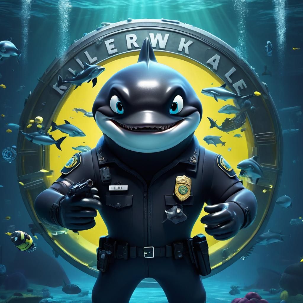 Futuristic Killer Whale Policeman in 3D Digital Art