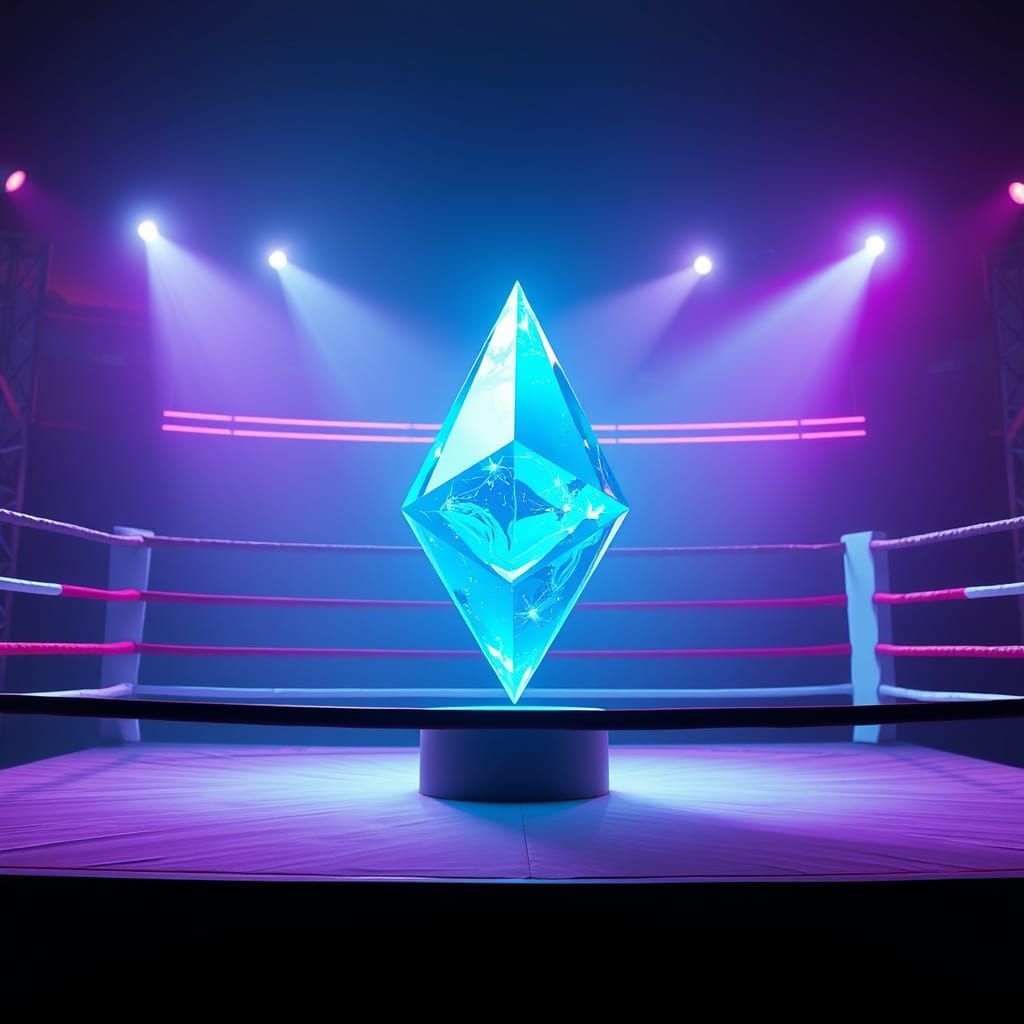 Ethereum Crystal in Synthwave Boxing Ring