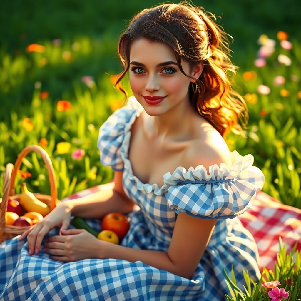 Spring Goddess in Blue and White