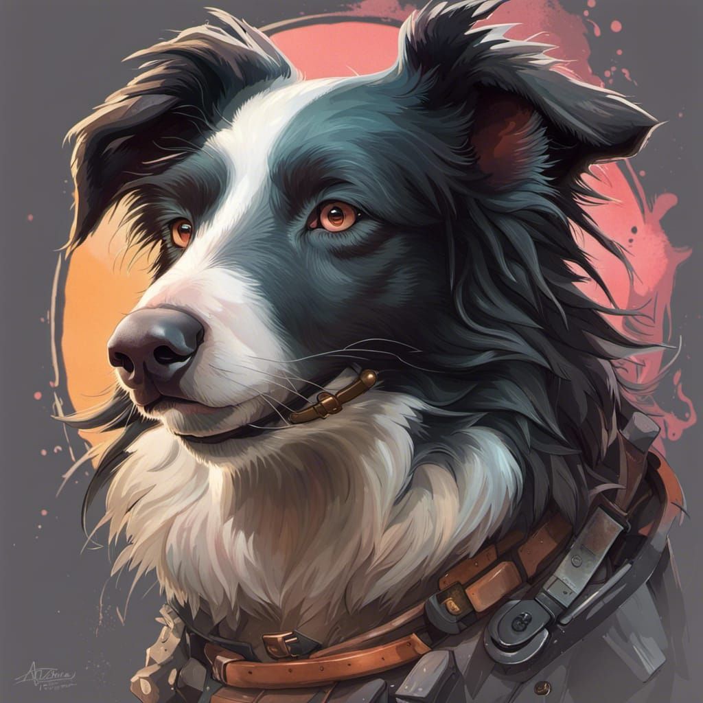 Border Collie Post-Apocalyptic Guardian Portrait