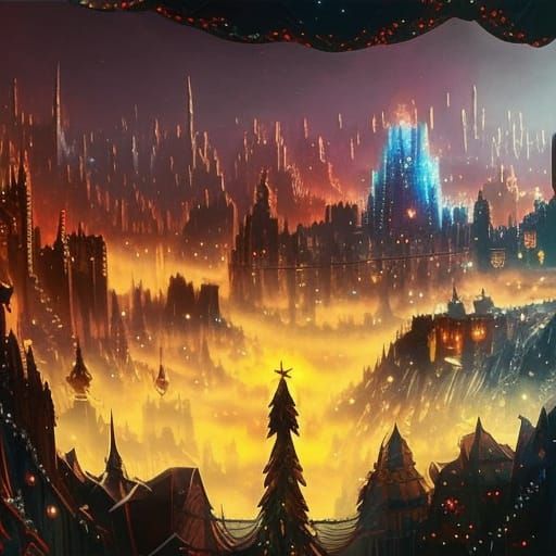 Night City Christmas: Detailed Matte Painting