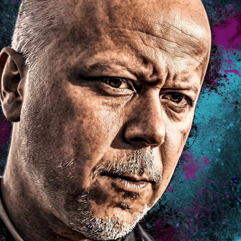 Dramatic Hyperrealistic Portrait with Colorful Splash Art