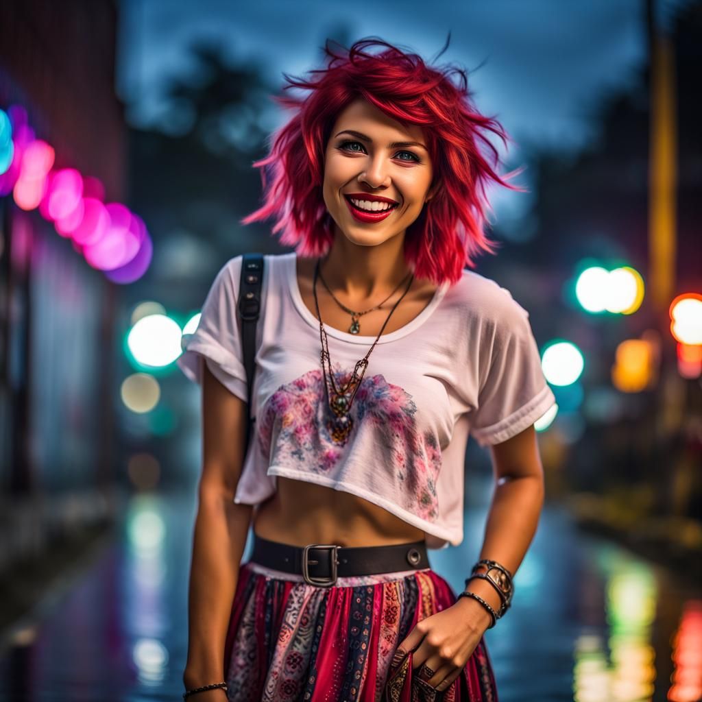 Punk Rock Colombian Woman in Caravaggio Style