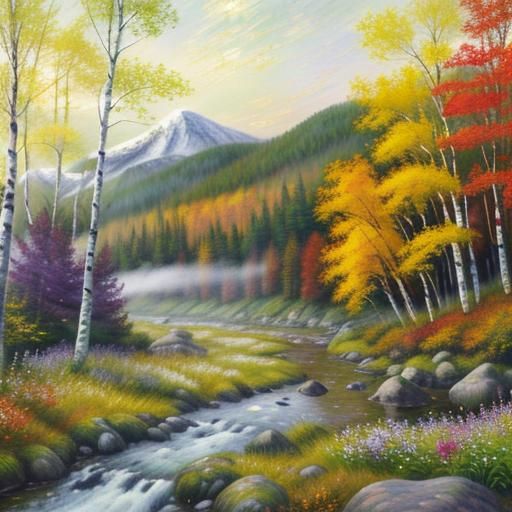 Autumn Forest Glade in Impressionist Oil Painting Style