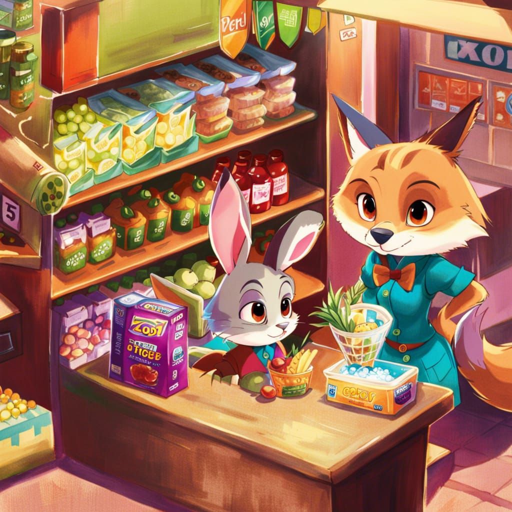 Zootopia Grocery Store in Anime Style