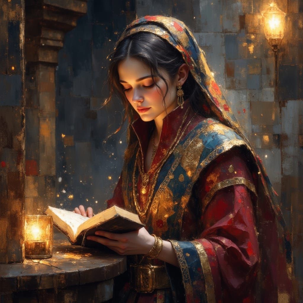 Magician's Apprentice in Mystical Library, Detailed Fantasy ...