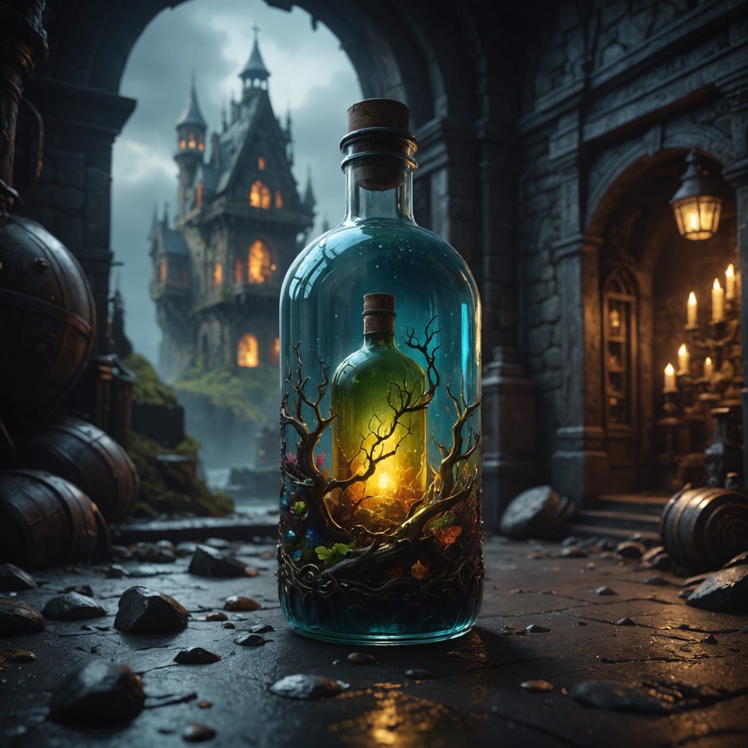 Bottled Fear: Detailed Matte Painting Concept Art