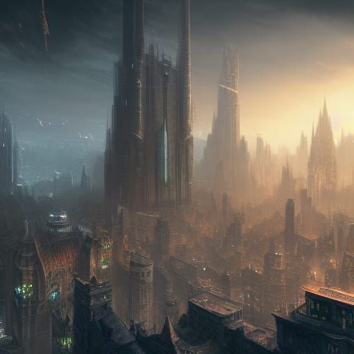 City Hailstorm in Detailed Matte Painting Style