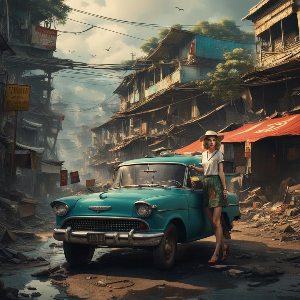 Vietnam War Era Woman, Detailed Matte Painting