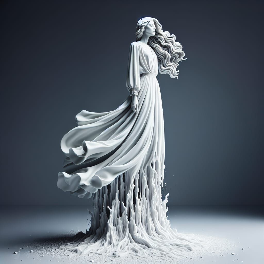 Surreal Wax Woman Statue in Hyperrealism Style