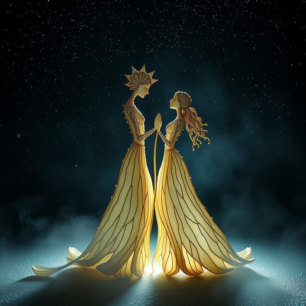 Lukas & Portia Petallic Humanoid Stick-Figures