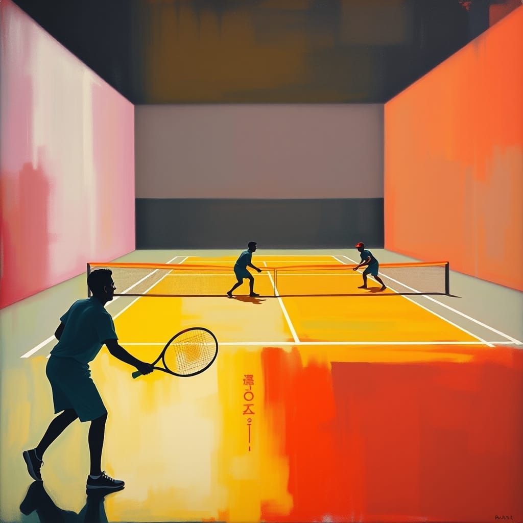 Abstract Expressionist Tennis Players in Rothko Style