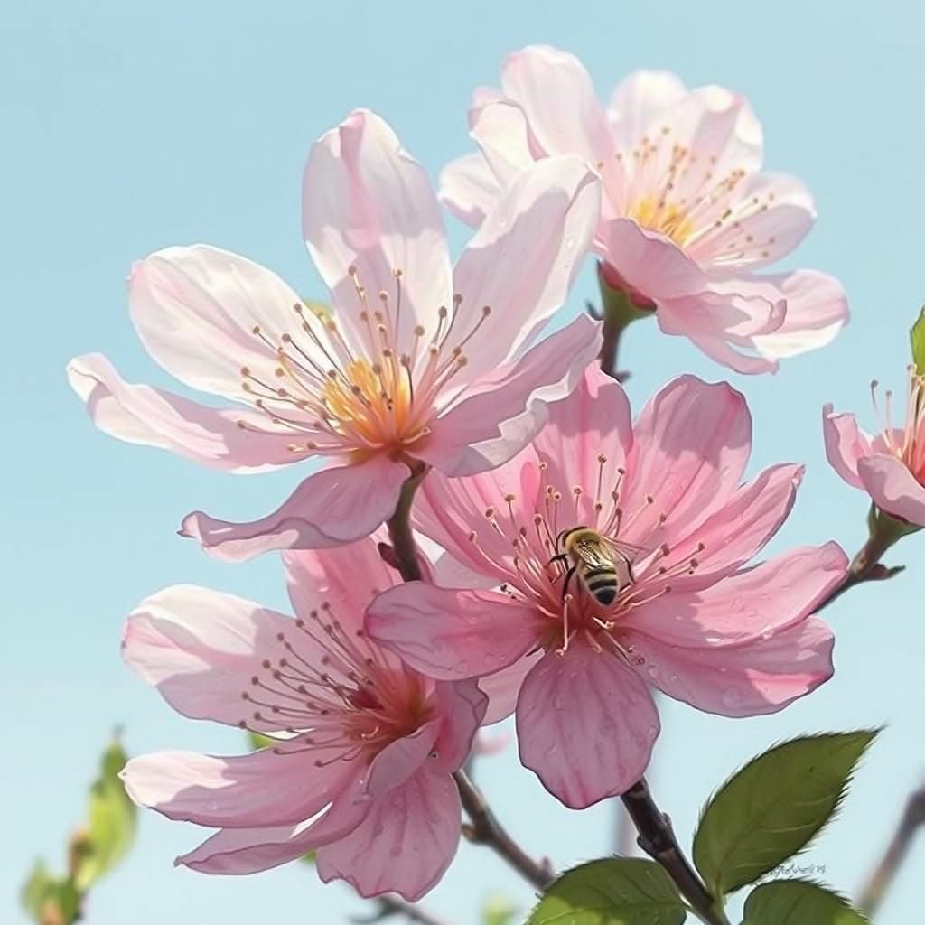 Vibrant Cherry Blossoms in Dreamy Watercolor Style