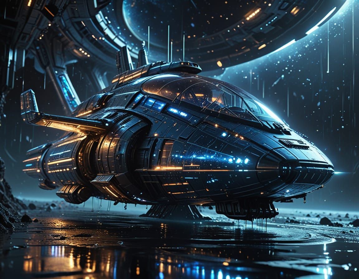 Ethereal Starship in Cosmic Darkness