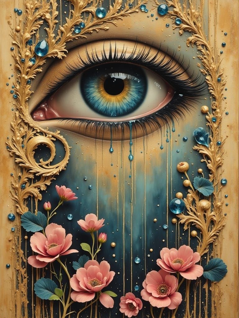Sorrowful Eye in Baroque-Inspired Golden Frame