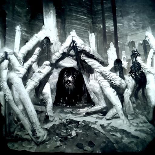 Underground Ritual Scene in Gothic Horror Style