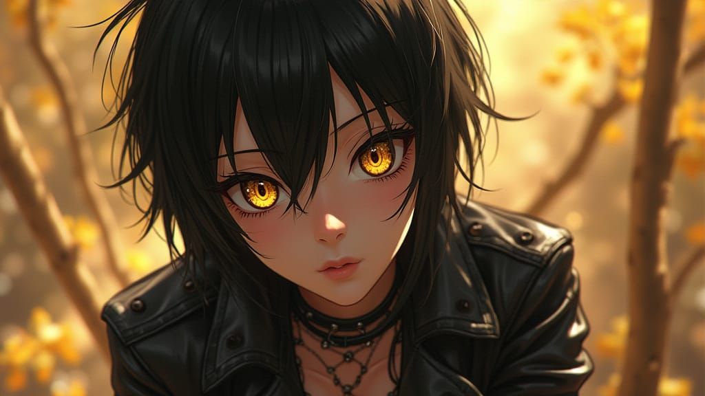 SAO Anime Character with Black Hair and Gold Eyes