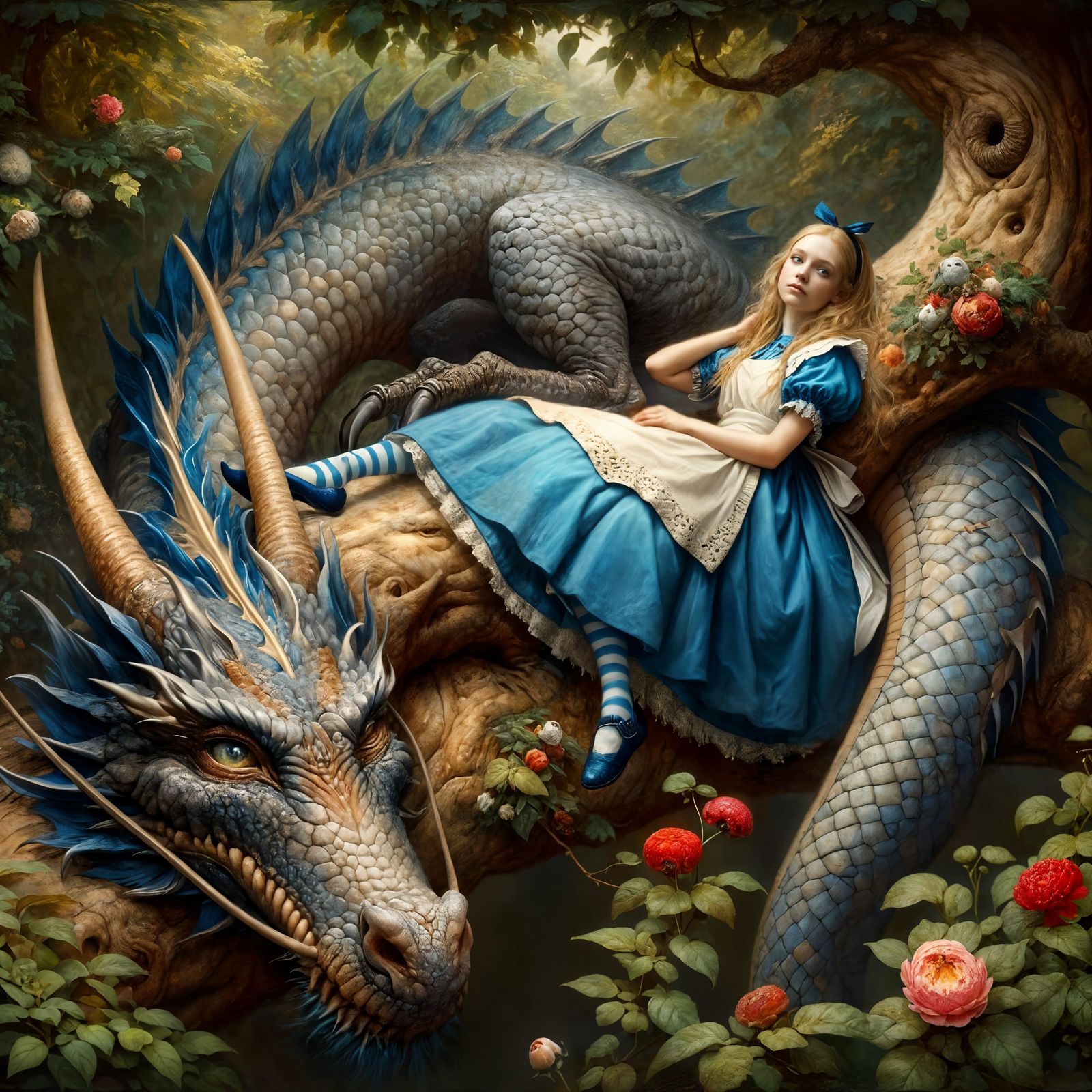 Fantasycore Alice and Dragon on a Branch