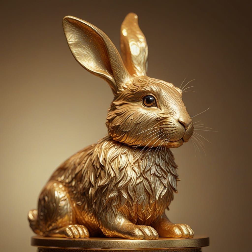 Golden Rabbit Sculpture: A Metallic Masterpiece