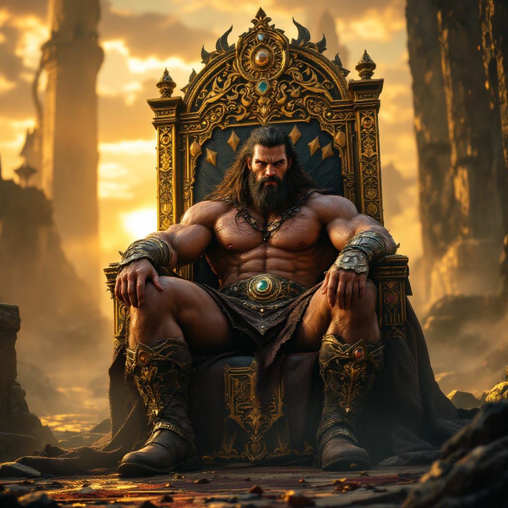Conan the Barbarian on His Battle Throne