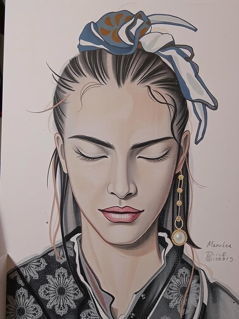 Girl with Pearl Earring in Modern Art Style