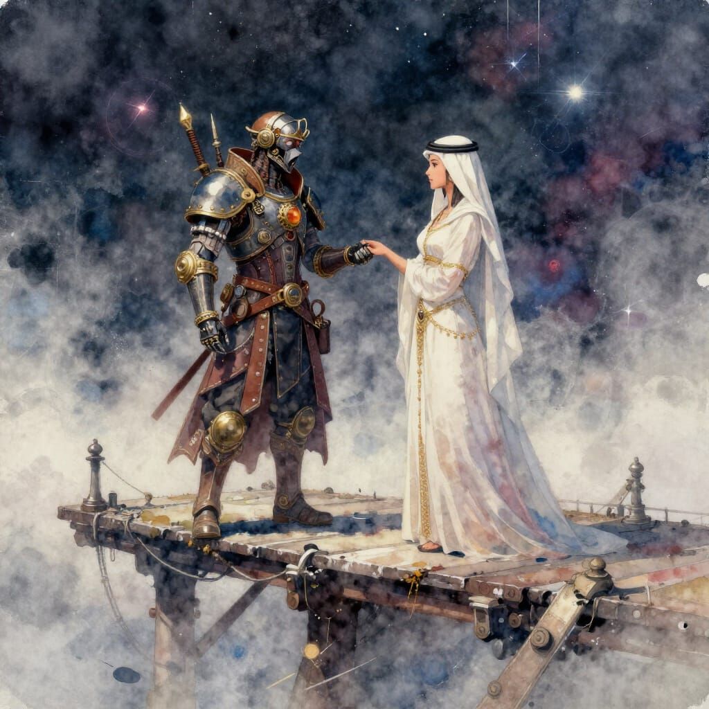 Cyberpunk and Steampunk Princesses on Cosmic Pier