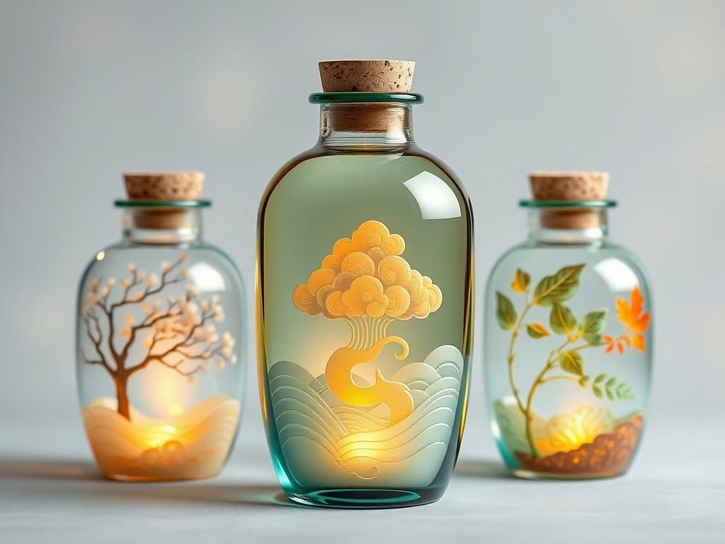 Embossed Art: Seasons in Glass Bottles