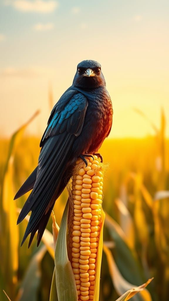 Regal African Swallow in Sun-Kissed Cornfield