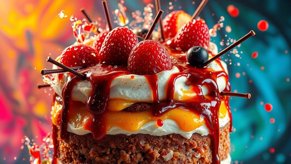 Hyperrealistic Dessert in Splash Art Style