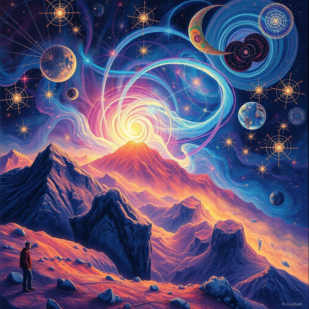 Ethereal Cosmic Landscape in Vibrant Iridescent Colors