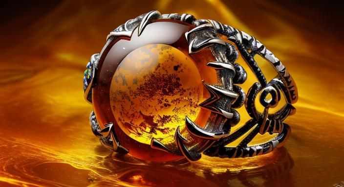 Runic Ring Inside Amber Crystal Orb