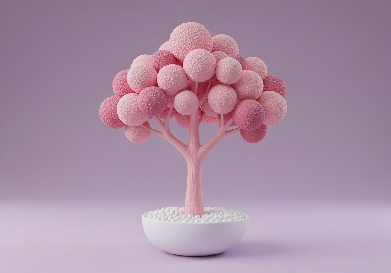 Sweet Pink Tree in Pastel Style 3D Render