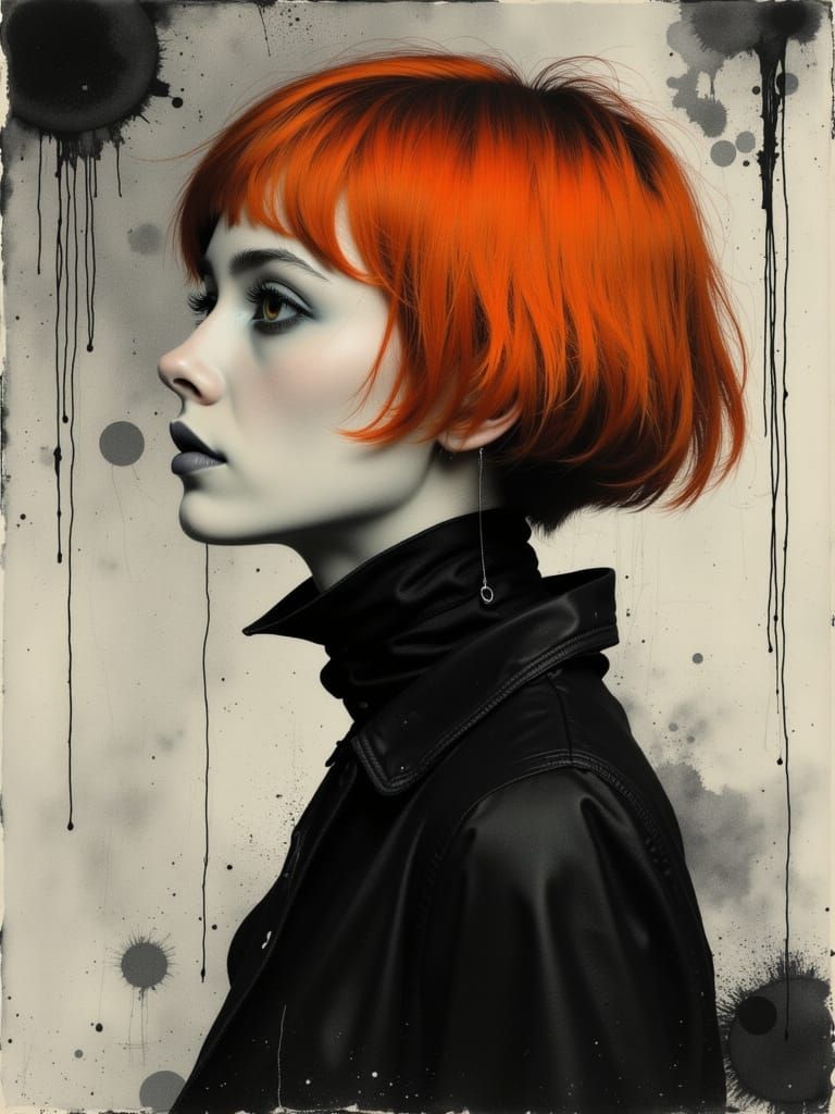 Ethereal Gothic Woman in Charcoal Shadows with Complementary...