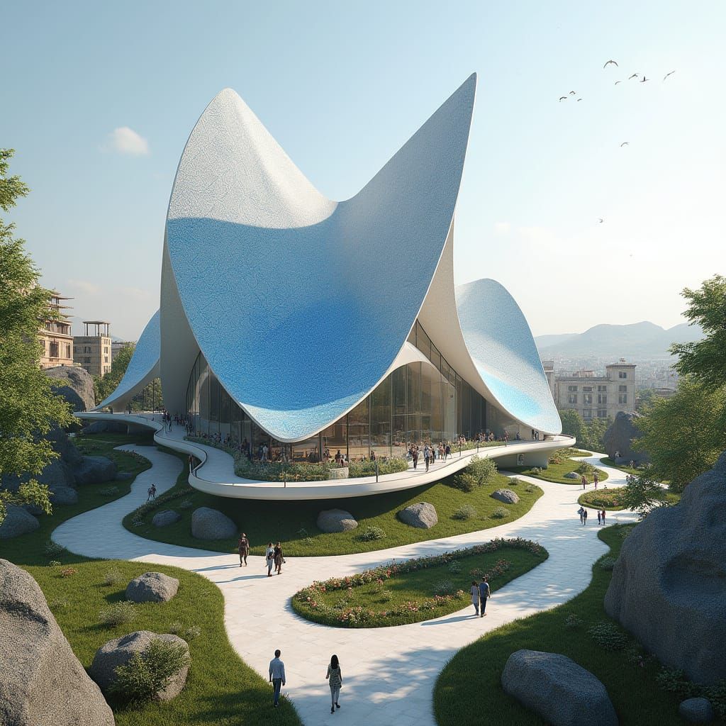Futuristic Organic Building with Iranian Geometric Design