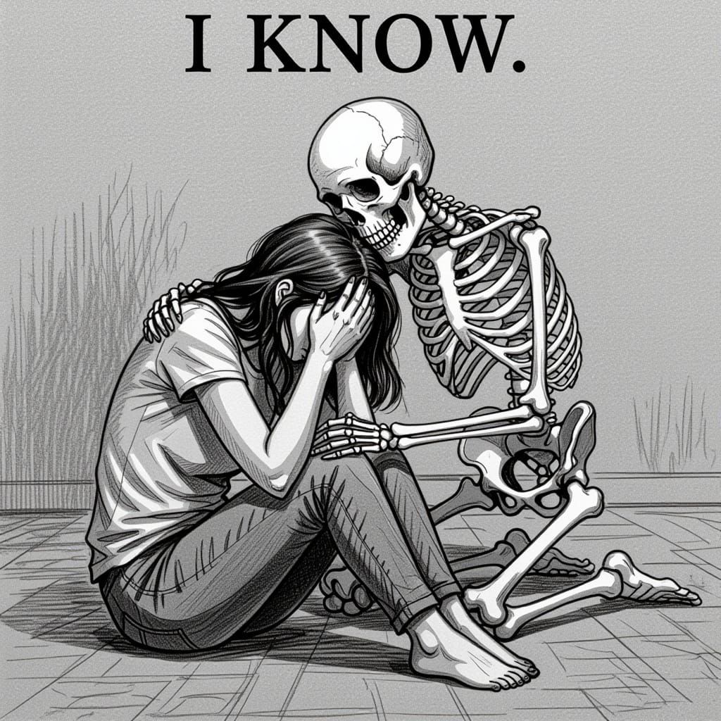 A Woman in Sorrow Comforted by Death