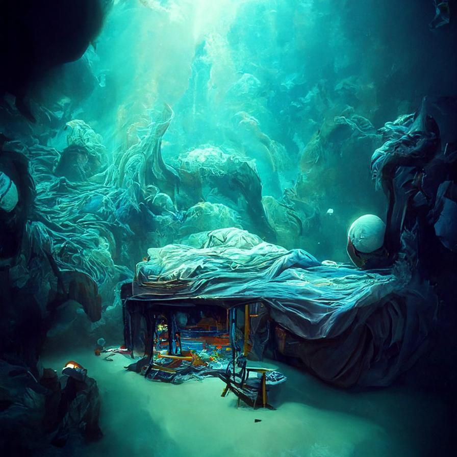 Underwater Teen Bedroom in Hyperrealistic Digital Art