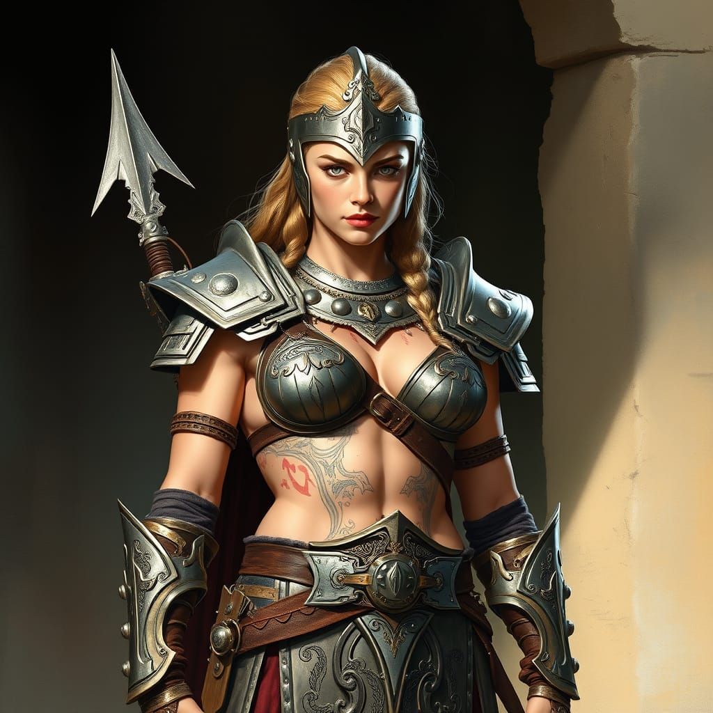 Viking Warrior Princess in Photorealistic Armor