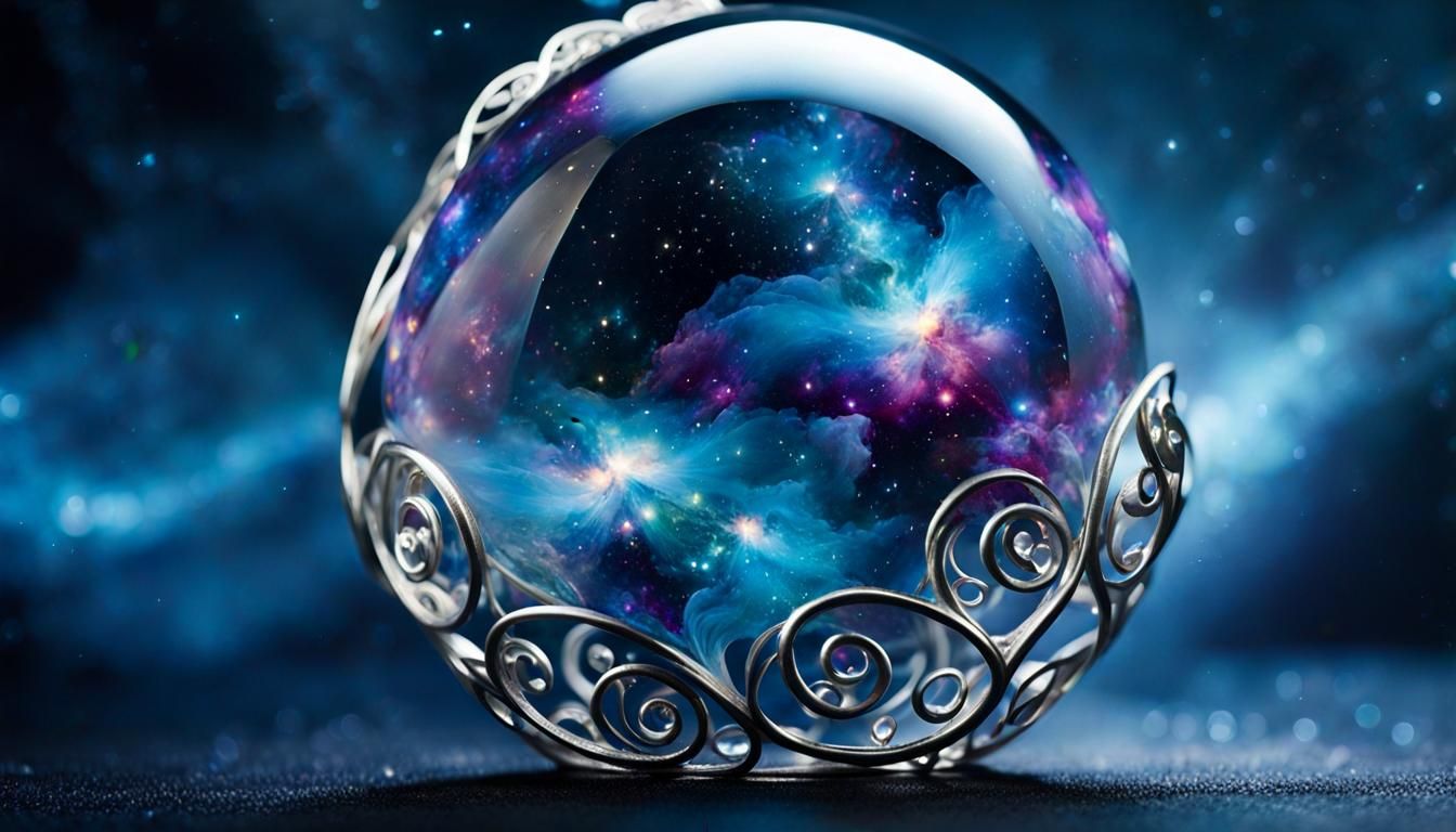 Cosmic Nebula in Spy-Core Silver Filigree Style
