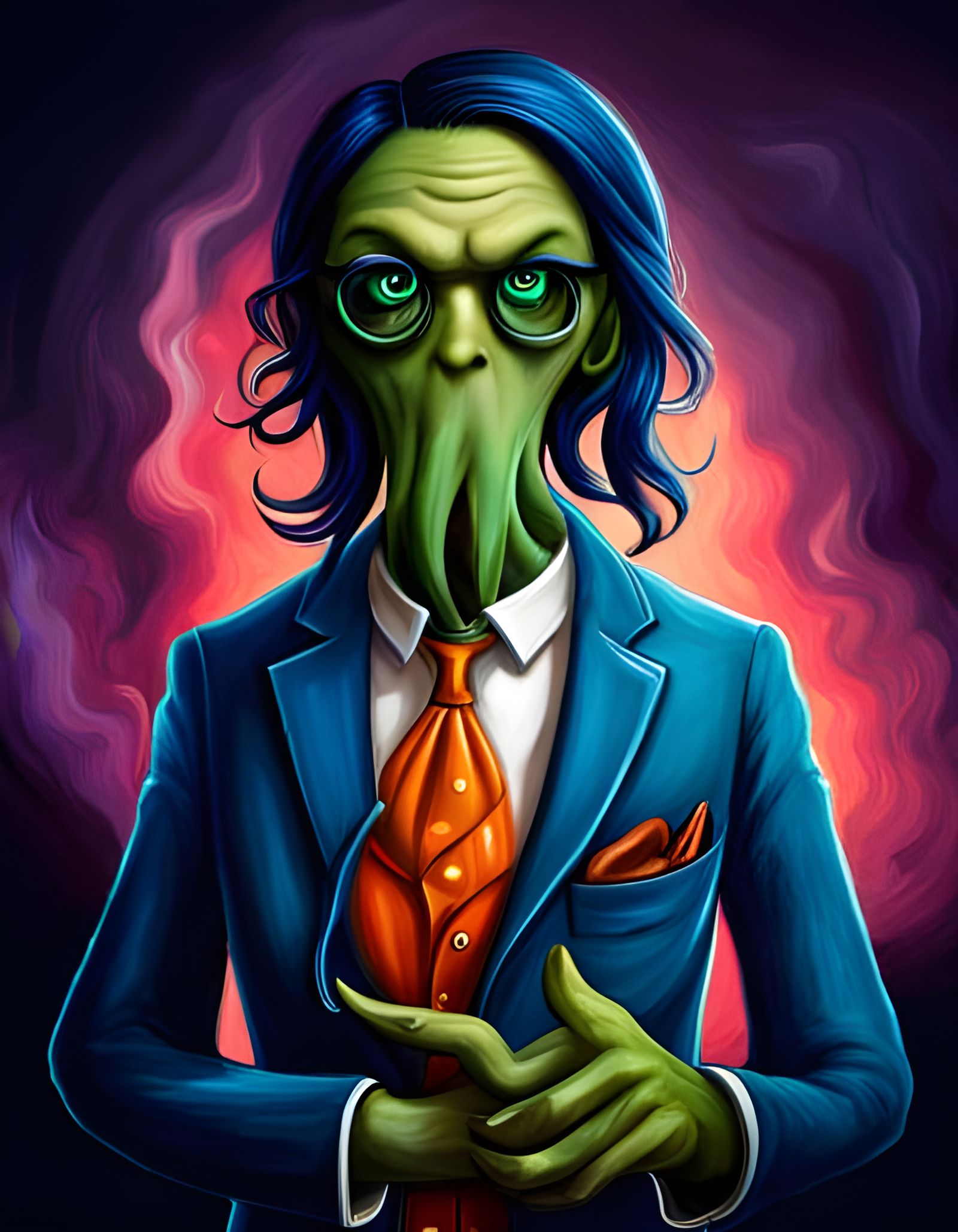 Cute Nerd Cthulhu Portrait in Detailed Matte Painting